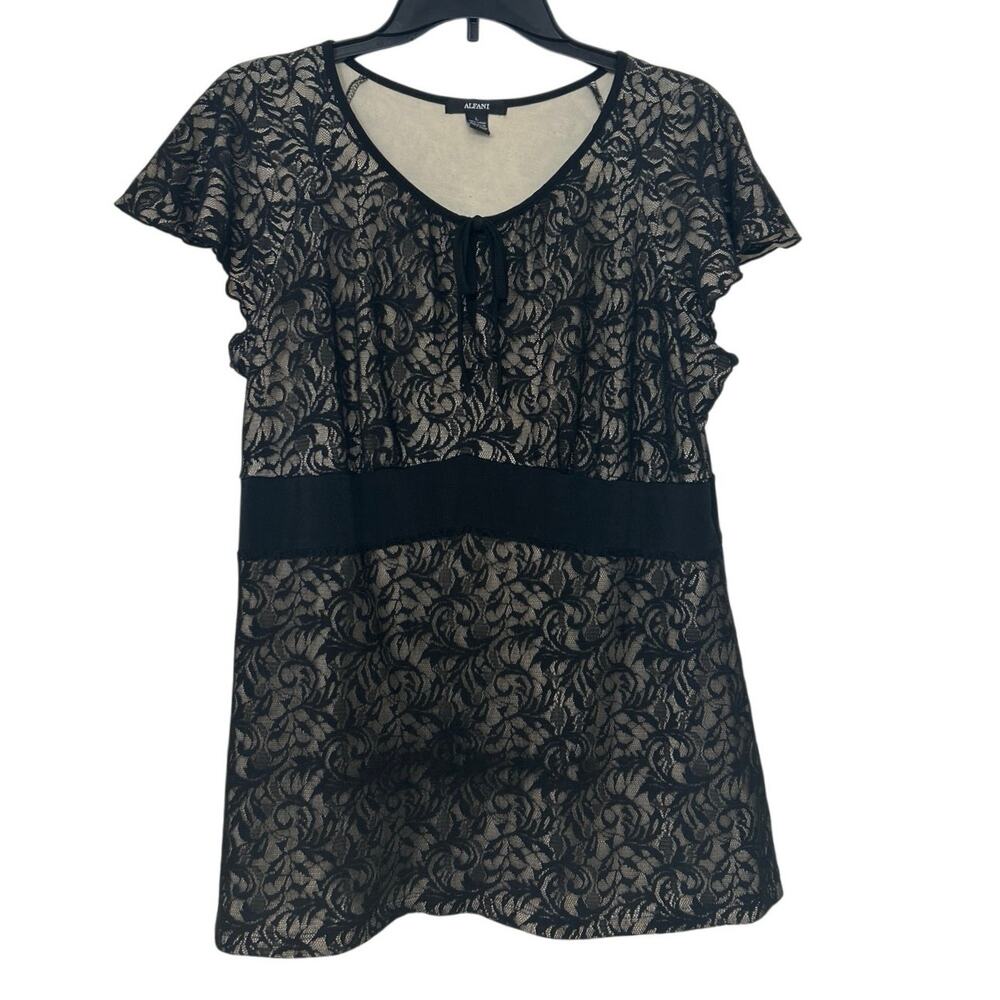 Black Lace Empire Waist Top Whimsigoth Dark Coquette Y2K Dark Romantic Alfani L